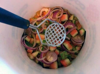 Filling bokashi bucket