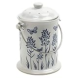 Norpro Ceramic Floral Blue/White Compost Keeper, 3-Quart