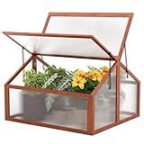 Giantex Garden Portable Wooden Cold Frame Greenhouse Raised Flower Planter Protection...