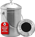 EPICA Countertop Compost Bin Kitchen | 1.3 Gallon | Odorless Composting Bin with Carbon Filters |...